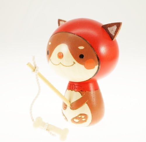 Usaburo no Mago Sosaku Kokeshi Doll Fisher Dog Shibainu Made in Japan