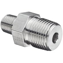 Parker Stainless Steel 316 Pipe Fitting, Hex Nipple, NPT Male X NPT Male