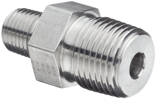 Parker Stainless Steel 316 Pipe Fitting, Hex Nipple, 1/4" NPT Male X 1/4" NPT Male, 1-7/16" Length
