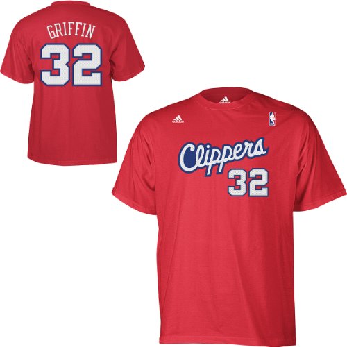 NBA Men's Los Angeles Clippers Blake Griffin #32 Name & Number Tee (Red, Large)