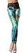 DQdq Women's Digital Printing Leggings Stretchy Tights Green Galaxy