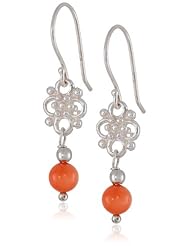 Coral and Sterling Silver Accent Earrings