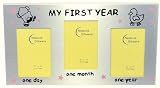 My First Year Photo Frame (Pink Stars) - Baby Girl's First Birthday Or Christening Gift - Holds 3 photos