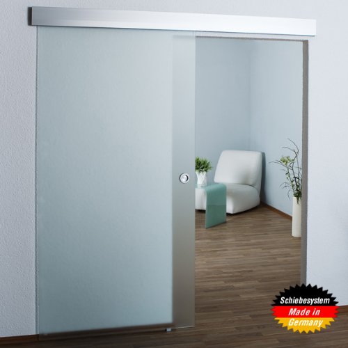 Ganzglasschiebetür vollsatiniert