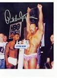 PINKLON THOMAS AUTOGRAPHED 8X10 BOXING PHOTO AT WEIGHIN WITH MIKE TYSON (BOXING)