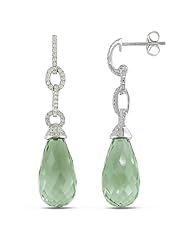 14k White Gold Green-Amethyst and Diamond Earrings (.33 cttw, G-H Color, SI Clarity)