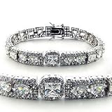 CZ Bracelets - Antique Inspired Sterling Silver Cubic Zirconia Bracelet