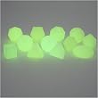 GameScience: 12-Die Set (Polyhedral Set & More!) - Translucent / Gem Un-Inked Precision Edge Dice - Green Glow (Glow in the Dark)