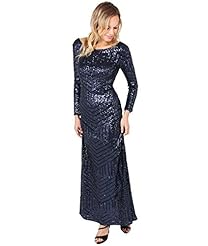 Mermaid Sequined Full Length  Long Sleeves Plunging Neck Scoop Neck  Ball Gown Bodycon Dress 
