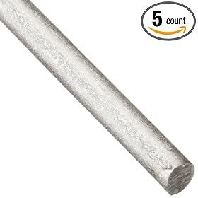 Titanium Wire, Annealed, Grade 23 (6AL-4V ELI), Straightened, 0.0150" Diameter, 60" Length (Pack of 5)