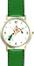 Red & Gray Throated Hummingbirds & Pink Hibiscus Flower - JP - WATCHBUDDY&reg; DELUXE TWO-TONE THEME WATCH - Arabic Numbers - Green Leather Strap-Size-Large ( Men's Size or Jumbo Women's Size )
