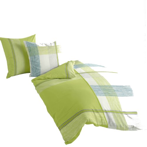 Bierbaum 4223_65 Mako-Satin Bettw&auml;sche Dessin 135 x 200 cm und 80 x 80 cm, limette