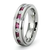 6MM Ladies Eternity Titanium Ring Wedding Band with CZ sizes 5 to 8