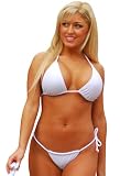 J356 White Cool Matte G-String Bikini Top: M \ Bottom: Petite