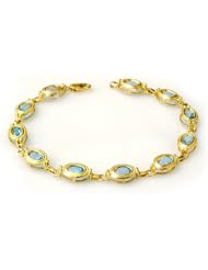 Genuine 6.50 ctw Blue Topaz Bracelet 10K Yellow Gold