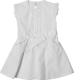 SOSOOKI Girls Ruffle Pleat Dress White (Size 1, 12-18 Months)