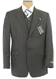 Review Ralph Lauren  / Ralph Lauren Mens 2 Button 3 Piece Dark Gray Pinstripe Wool Suit - Size 42S
