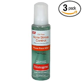Neutrogena Acne Stress Control, Power Foam Wash, 6-Ounce Bottles (Pack of 3)
