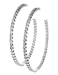 Diamond Hoop Earrings 14K White Gold
