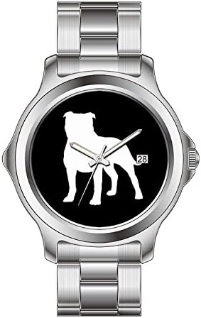 TXMY Personalized Men's Watch Fashion waterproof Watch Staffordshire Bull Terrier Silhouette Wristwatch