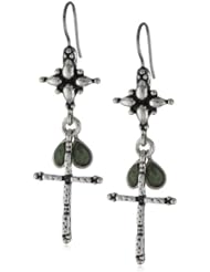 Lucky Brand Silver-Tone Small Cross Drop Earrings