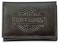 Harley Davidson Men's Leather Bar & Shield Tri-Fold Short Wallet. Embossed logo. 99501-08VM