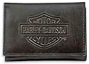 Harley-Davidson&reg; Men's Leather Bar & Shield Tri-Fold Short Wallet. Embossed logo. 99501-08VM