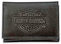 Harley-Davidson&reg; Men's Leather Bar & Shield Tri-Fold Short Wallet. Embossed logo. 99501-08VM