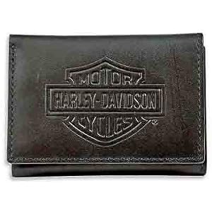 Harley-Davidson® Men's Leather Bar & Shield Tri-Fold Short Wallet. Embossed logo. 99501-08VM