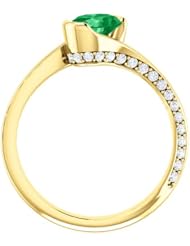 10K Yellow Gold 7.00x5.00mm Oval Cut Emerald and Diamond Ring -- LIFETIME WARRANTY