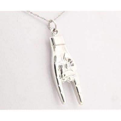 14K White Gold Italian Horned Hand Mano Cornuto Charm