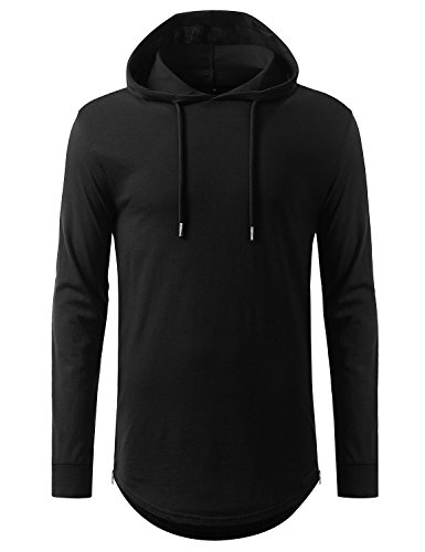 Aiyino Mens Hipster Hip Hop Classic Pullover Long Hoodie Sweatshirts Jacket