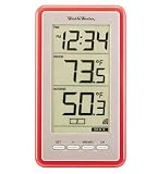La Crosse Technology Large-Digit Indoor/Outdoor Color Spot Thermometer and Clock, in Red