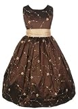New Chocolate Brown & Taupe Embroidered Flower Girl Dress ~ 2 to 12 Girls