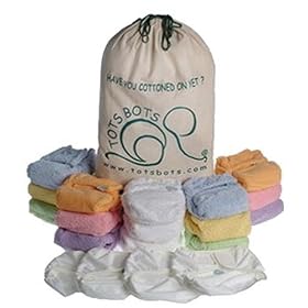 Tots Bots Nappy Starter Pack (Stage 1, Aplix Fastening, Rainbow Colours, Bamboo Material)