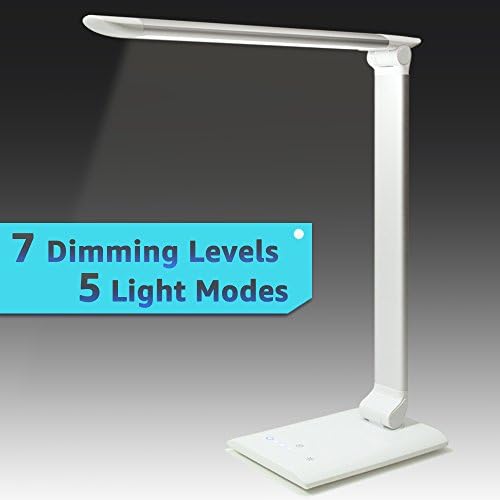 GLitzy Silver Dimmable LED Desk Lamp, 7 Dimming Levels, 5 Color Modes, Eye-Care, 7W, Touch Control, Folding LED Reading lamp For Studying and Bedroom