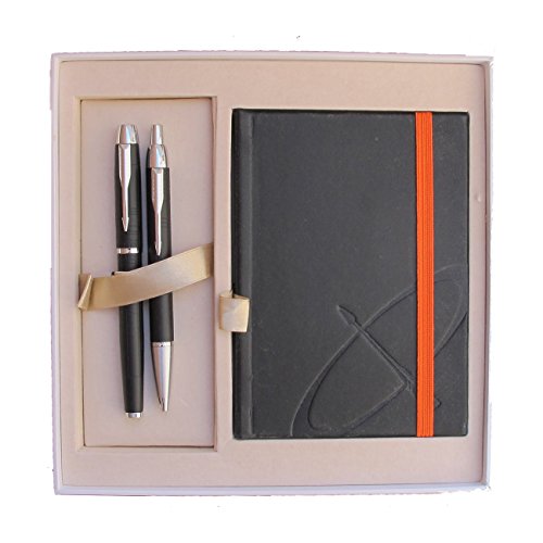 Parker IM Premium Matte Black Fountain Pen Fine Nib & Ballpoint Set + Parker Notebook