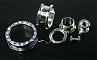 Stainless Steel Screw-on Plugs with Blue/Clear CZ 0G - Sold as a Pair