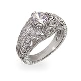 Eve's Addiction Elegant Deco Style Victorian Sterling Silver Right Hand Ring