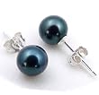 Freshwater Cultured 6.5-7.0mm Black Pearl Earrings with Silver Mount