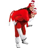 Red Sock Monkey Costume for Teens and Adults with Butt-Flap - Accessories Included -