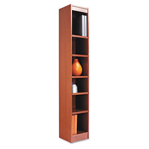 Alera : Narrow Profile Bookcase, Finished Back, Wood Veneer, 6-Shelf, 12x12x72, Med. Oak -:- Sold as 2 Packs of - 1 - / - Total of 2 Each
