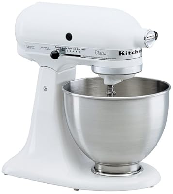 KitchenAid KSM100PSWW Ultra Power Plus 4-1/2-Quart Stand Mixer with Pouring Shield, White