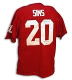 Autographed Billy Sims Oklahoma Throwback Red Jersey Inscribed Heisman 78