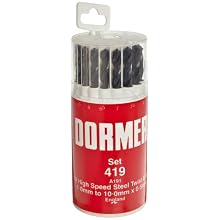 Dormer A191 High Speed Steel Jobber Length Drill Bit Set with Plastic Case, Black Oxide Finish, 118 Degree Conventional Point, Metric, 19 piece, 1.0 mm to 10.0 mm in 0.5 mm Increments