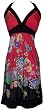 Asian Floral Halter Dress Knee-Length