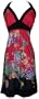 PacificPlex Asian Floral Halter Dress Knee-Length, Black Multi, X-Large