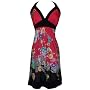 Asian Floral Halter Dress Knee-Length