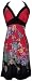 PacificPlex Asian Floral Halter Dress Knee-Length, Black Multi, X-Large