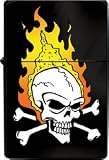 Flaming Skull Refillable Metal Lighter ZP-0143